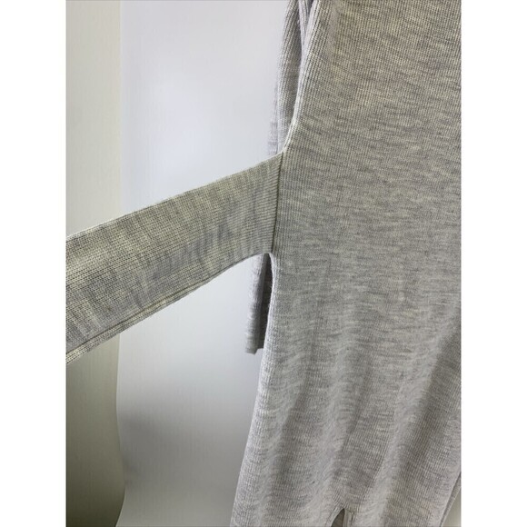 Modern Citizen Long Sleeve Sweater Dress Gray Bodycon Tie Waist Midi Ribbed Med - Picture 9 of 15